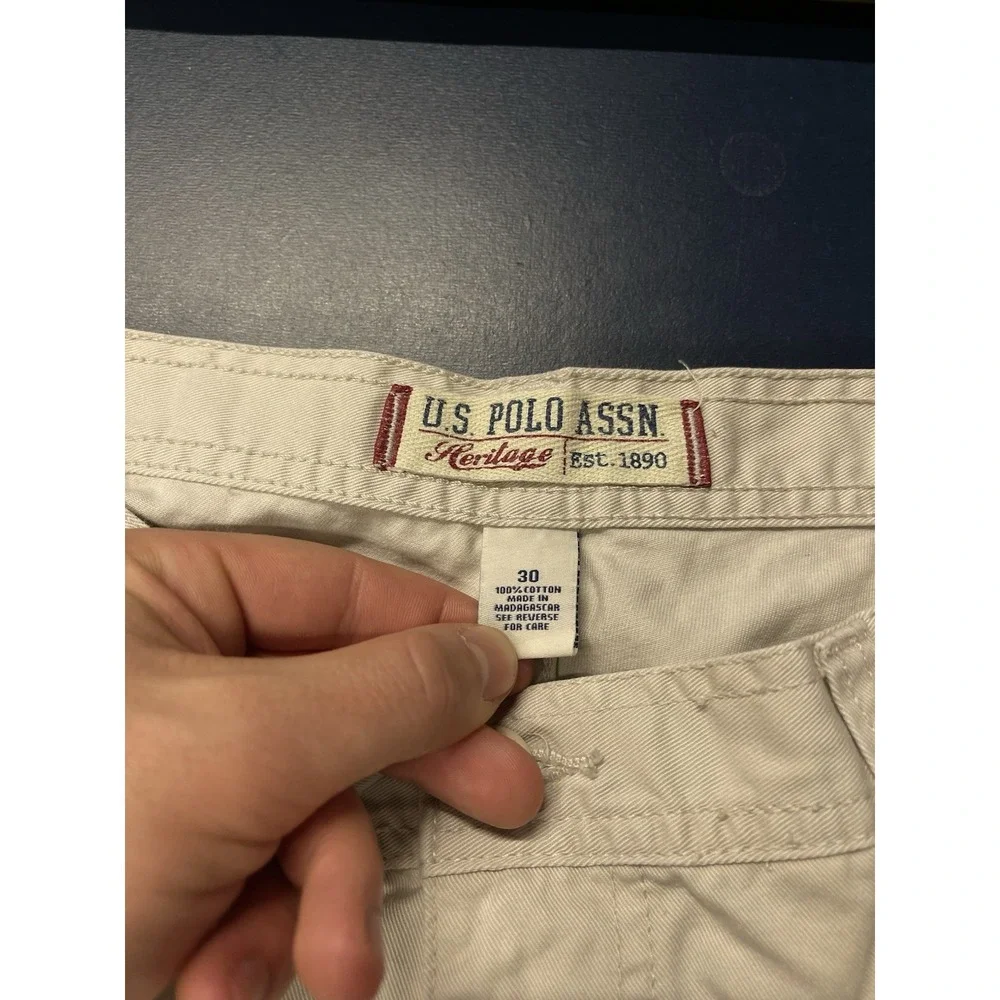 Vintage Y2K Baggy Tan US Polo Assn Cargo Carpenter Shorts Size 30